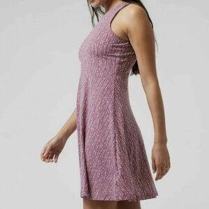 Athleta Santorini Thera Printed Dress Dusty Rose Stretch Knit Women’s XS